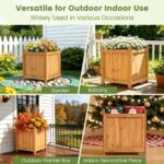 2-Pack 18" Fir Wood Outdoor Square Planter Boxes with Drainage Base - Image 8