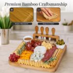 Charcuterie Board Set Bamboo with Cheese Knives and Bowls, Large Wooden - Image 6