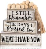 4 Pcs Farmhouse Table Decor Rustic Stacked Wooden Block Sign - Image 8