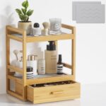 Bamboo Bathroom Organizer Countertop, 2 Tier Vanity Organizers and Storage