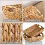 Water Hyacinth Storage Baskets with Wooden Handles, Large Wicker Baskets - Image 4