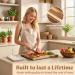 Acacia Wood Cutting Boards for Kitchen Set of 3, Juice Groove - Image 3