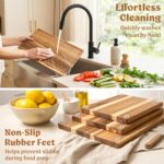 Acacia Wood Cutting Boards for Kitchen Set of 3, Juice Groove - Image 5