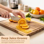 Acacia Wood Cutting Boards for Kitchen Set of 3, Juice Groove - Image 6