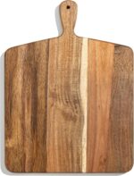 Acacia Wood Cutting Board and Chopping Board with Handle for Meat, Cheese